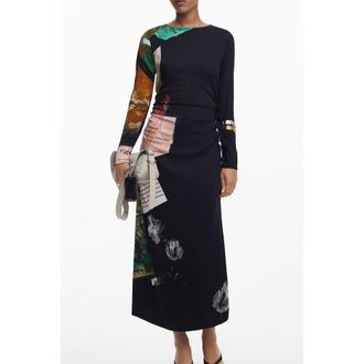 Desigual Nero Viscosa Dames Lange Jurk