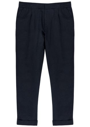 CHÉ Studios Che Tapered-leg Cropped Linen Trousers - Navy - XL
