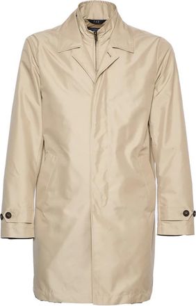 Fay Beige Coat Zip Closure Tailored Fit