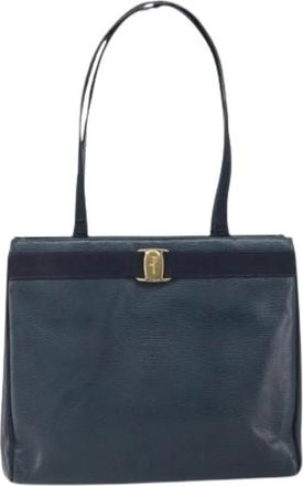Ferragamo Pre-owned Tote Bags, female, Blue, Size: ONE SIZE Pre-owned Leather Shoulder Bag
