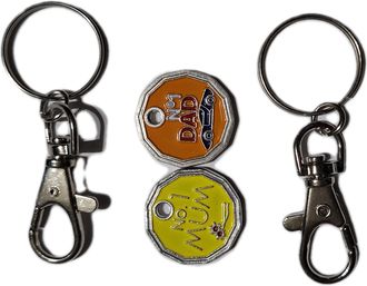 Generic New £1 Coin 2pc x No. 1 Mum, Dad KeyRing Shape Locker Shop Market Supermarket Pound Coin Keychain Hook Reusable Handy Pound Token, Locker Troley Aroon