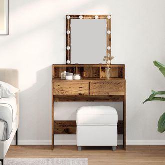 Berkfield Home Dressing Table with Mirror&LED Lights Old Wood Engineered Wood in Brown