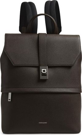 Ferragamo Twins Leather Backpack in Testa Di Moro Nero at Nordstrom