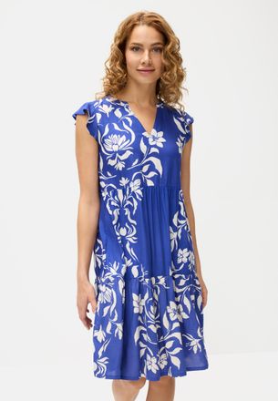 Lascana Sommerkleid LASCANA, Damen, Gr. 34, N-Gr, beige (creme, royal bedruckt), Web, Obermaterial: 100% Viskose, bedruckt, figurumspielend ca. Mitte Obersche