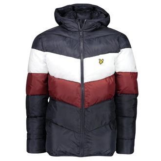 Lyle & Scott Heren Kleur Blok Puffer Jack (Marineblauw/Wit/Rood)