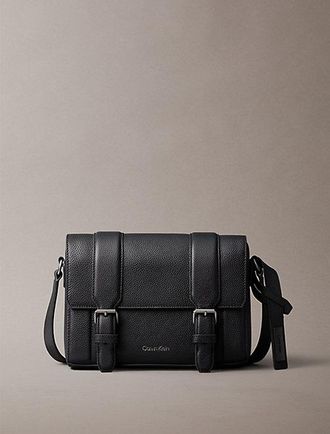 Calvin Klein Leather Flap Messenger Bag