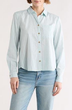 Beach Lunch Lounge Candace Stripe Cotton Button-Up Shirt in Sea Salt at Nordstrom Rack, Size X-Small
