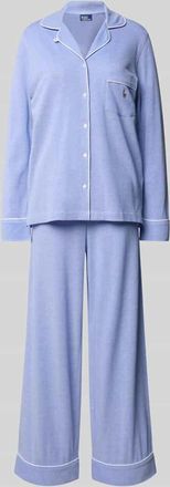 Polo Ralph Lauren Pyjama mit Logo-Stitchings Modell OXFORD Madison in Blau, Größe XL