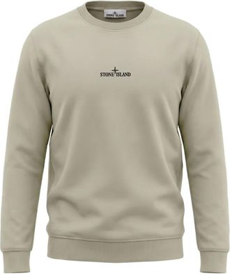 Stone Island Oversized Crewneck Sweatshirt - Heren - Sweatshirts & Hoodies - Beige - Maat: S Katoen
