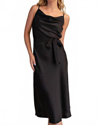 Glam Lucille Draped Neck Midi Dress In Black