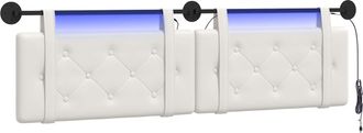 vidaXL Cabecero Colgante Con Luz Led Blanco Cuero Sint&eacute;tico Vidaxl