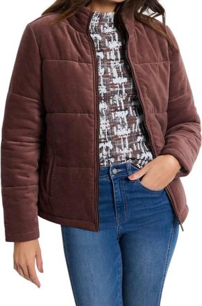 Nic+Zoe Velvet Puffer Jacket In Chai