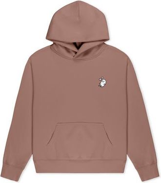Dalix Heartly Ghost Relaxed Midweight Fleece Pullover Hoodie in Hazy Pink at Nordstrom, Size Xx-Large