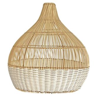 NATYAL L&aacute;mpara de rat&aacute;n con detalles en blanco d. 40 cm