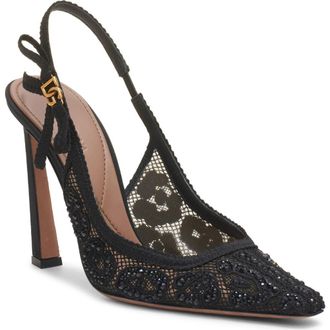 Dolce & Gabbana Embellished Lace Slingback Pump in Nero at Nordstrom, Size 8Us