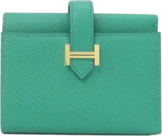 Herm&egrave;s Green Epsom Leather Wallet (Tri-Fold) (Pre-Owned)