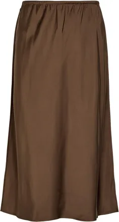 Vince Satin Slip Midi Skirt - Brown - XL (UK16 / XL)