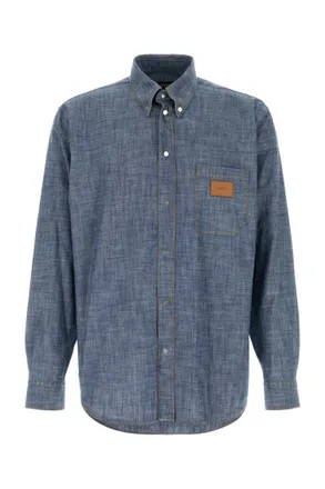 Fendi Blue Logo Regular Shirt