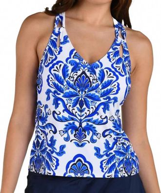 24th & Ocean Cutout Strap Tankini Top In Talavera Periwinkle