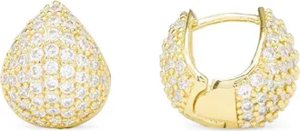 Melinda Maria Lil Norah Pav Huggie Hoop Earrings in Gold-White at Nordstrom