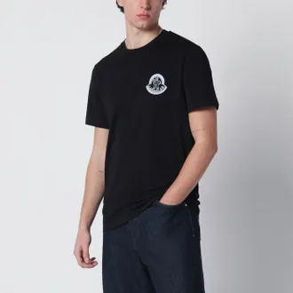 Moncler T-shirt nera con stampa logo