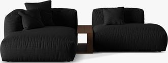 MICADONI Modulares 3-Sitzer Design Ecksofa Martina inkl. Beistelltisch - Strukturstoff Schwarz
