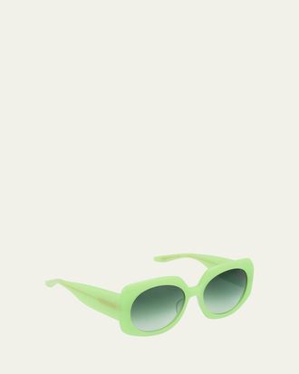 Barton Perreira x Sarah Hoover Delia Lime Acetate Square Sunglasses