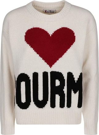 MC2 Saint Barth Wollen Crew Neck Pullover met Tekst - Dames - Ronde hals truien - Veelkleurig - XS - Wol - Truien & Vesten
