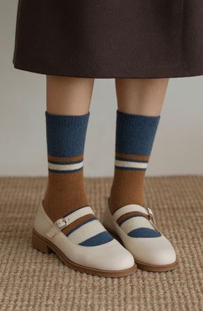 United By Blue Cushioned Wool & Yak Blend Crew Socks in Blue Heather at Nordstrom, Size Medium