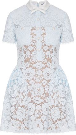 Self Portrait SHORT FLORAL LACE DRESS WITH COLLAR AND JEWEL BUTTONS - Self-portrait - Woman