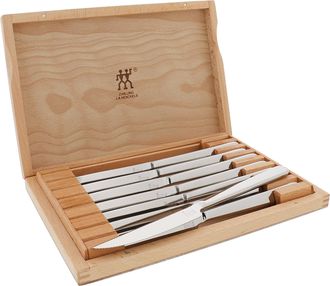 Zwilling Contemporary 8pc Steak Knife Set, Oval handle Stainless Steel 12 x 10 case