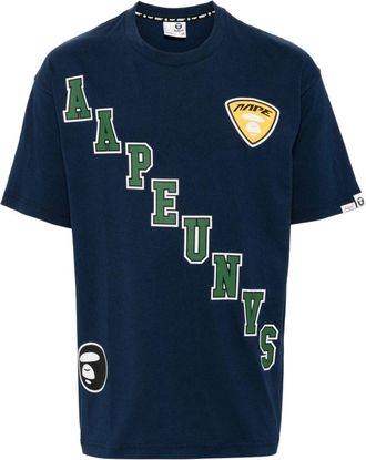 Aape By A Bathing Ape Moonface logo printed tee - men - Cotton - L - Blue