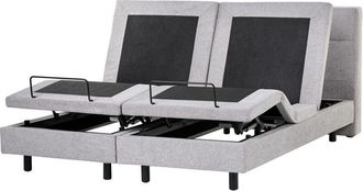 Beliani Electric Bed Light Grey EU Super King Size 6ft Remote Control Adjustable Fabric Upholstery DUKE III