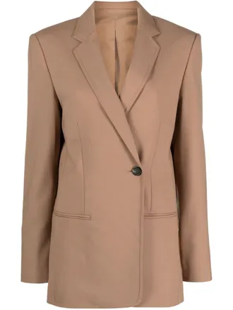 Helmut Lang notched-lapels tailored blazer - women - Virgin Wool/Polyester/Polyester/Elastane - 4 - Neutrals