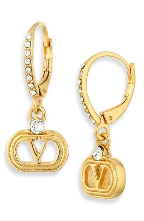 Valentino Garavani Ovalette VLOGO Drop Earrings in Gold at Nordstrom
