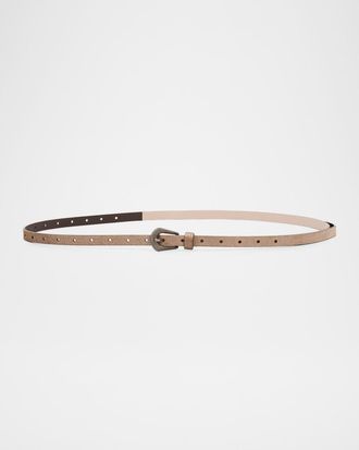 Brunello Cucinelli Reversed Leather Belt with Tip
