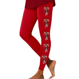 Generic Christmas Leggings for Women UK Funny Xmas Tree Reindeer Wine Glass Snowflake Printed Trendy Holiday Yoga Pants Skinny High Waist Sports Tights Ladies
