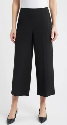Anne Klein Pull-On Crop Wide Leg Pants in Anne Black at Nordstrom, Size X-Small P