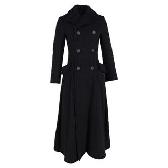 Comme Des Gar&ccedil;ons Comme des Gar&ccedil;ons Double Breasted Boucl&eacute; Long Coat in Black Wool