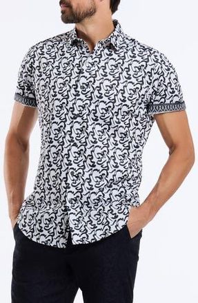Robert Graham Short Sleeve Cotton Button-Up Shirt in Blue at Nordstrom Rack, Size Xx-Large