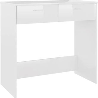 vidaXL Vidaxl - Escritorio de madera contrachapada blanco brillo 80x40x75 cm