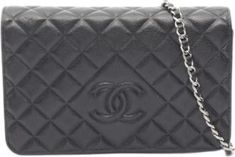 Chanel Pre-owned Leren Crossbody Tas - Dames - Vintage Schoudertas - Zwart - ONE Size - Leer - Vintage