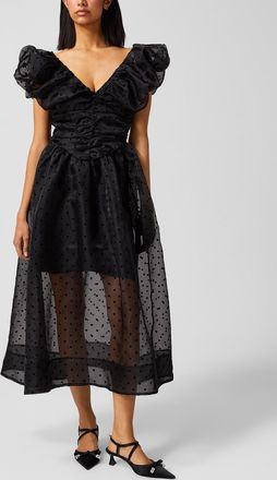 Ganni Womens Polka dots organza V-neck dress