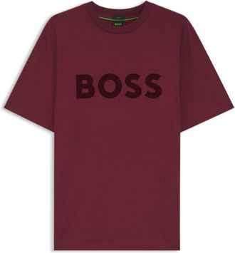 BOSS Tonal flocked-logo T-shirt in stretch cotton