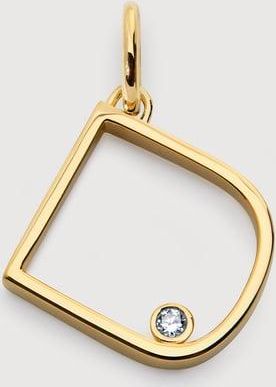 Monica Vinader Gold Solitaire Diamond Initial D Pendant Lab Grown Diamond