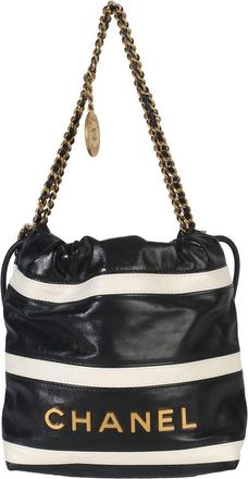 Chanel Black; White Leather Quilted Mini 22 Hobo (Authentic Pre-Loved)