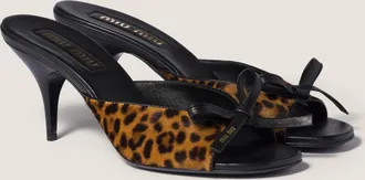 Miu Miu Printed leather sandals with bow