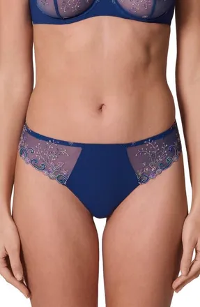 Simone P&eacute;r&egrave;le Delice Embroidered Thong in Rainbow Blue at Nordstrom, Size X-Large