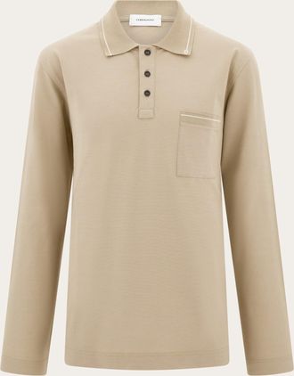 Ferragamo Men Long sleeved polo shirt Beige