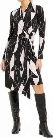 Joseph Ribkoff Knee-Length Wrap Dress In Black/moonstone